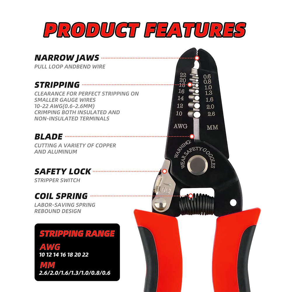 Automatic Wire Stripper Cutter - Drahtschneider, Abisolierzange, Crimpzange, Kabelabisolierwerkzeug, Verkabelungswerkzeuge, Drahtcrimpwerkzeug,